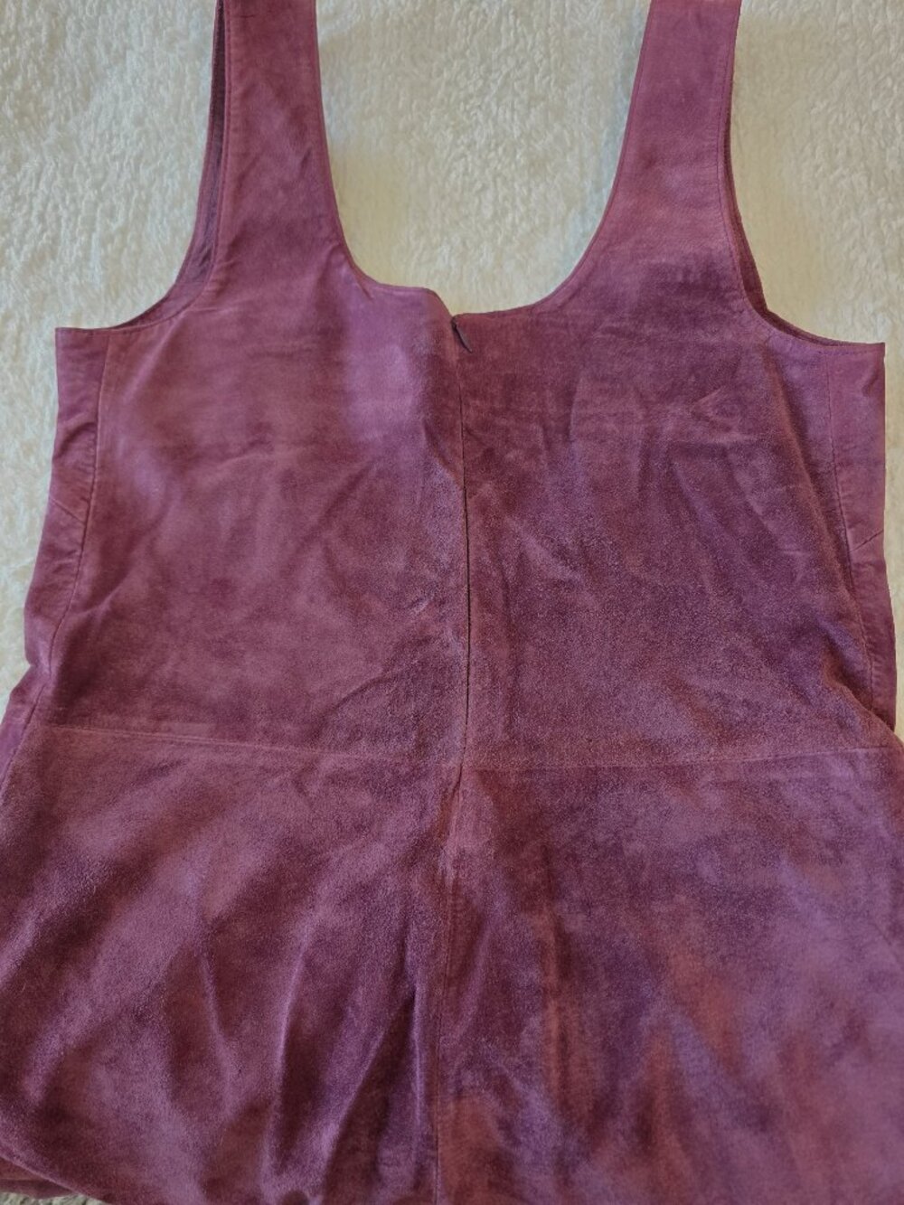 BB Dakota Vintage Style Plum 100% Suede Leather Shift Pinafore Dress Size 8 - Picture 9 of 16